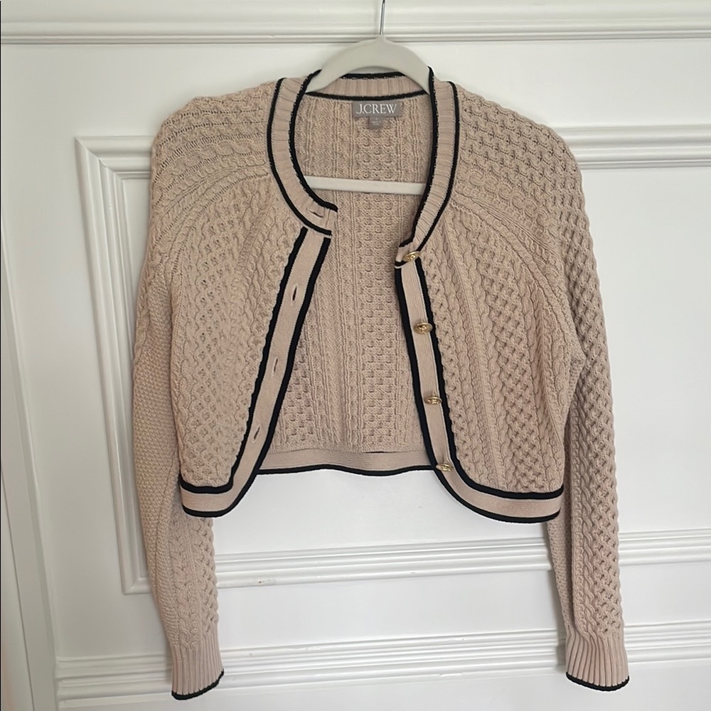 J. Crew Cream Cable Knit Cardigan